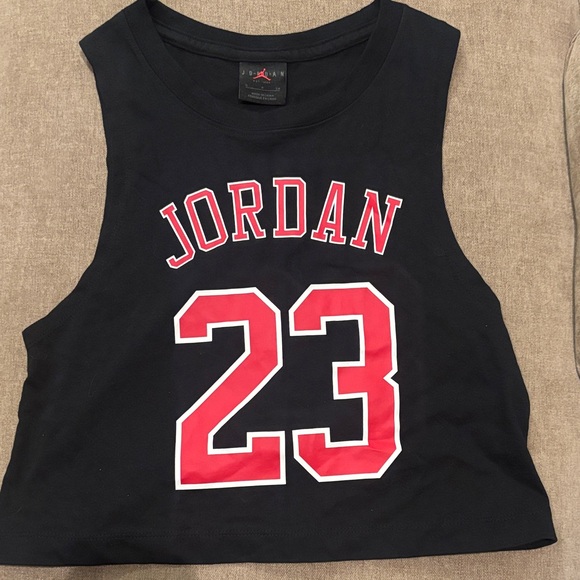 Jordan Black Crop Top with Red Number - Picture 1 of 2